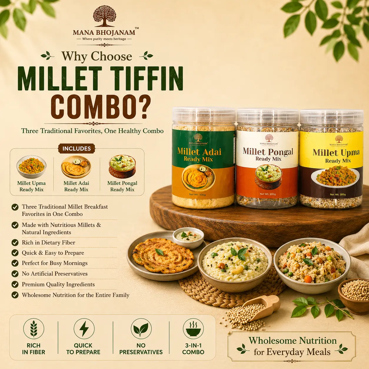 Mana Millet Tiffin Combo 3x300 GMS - Image 2