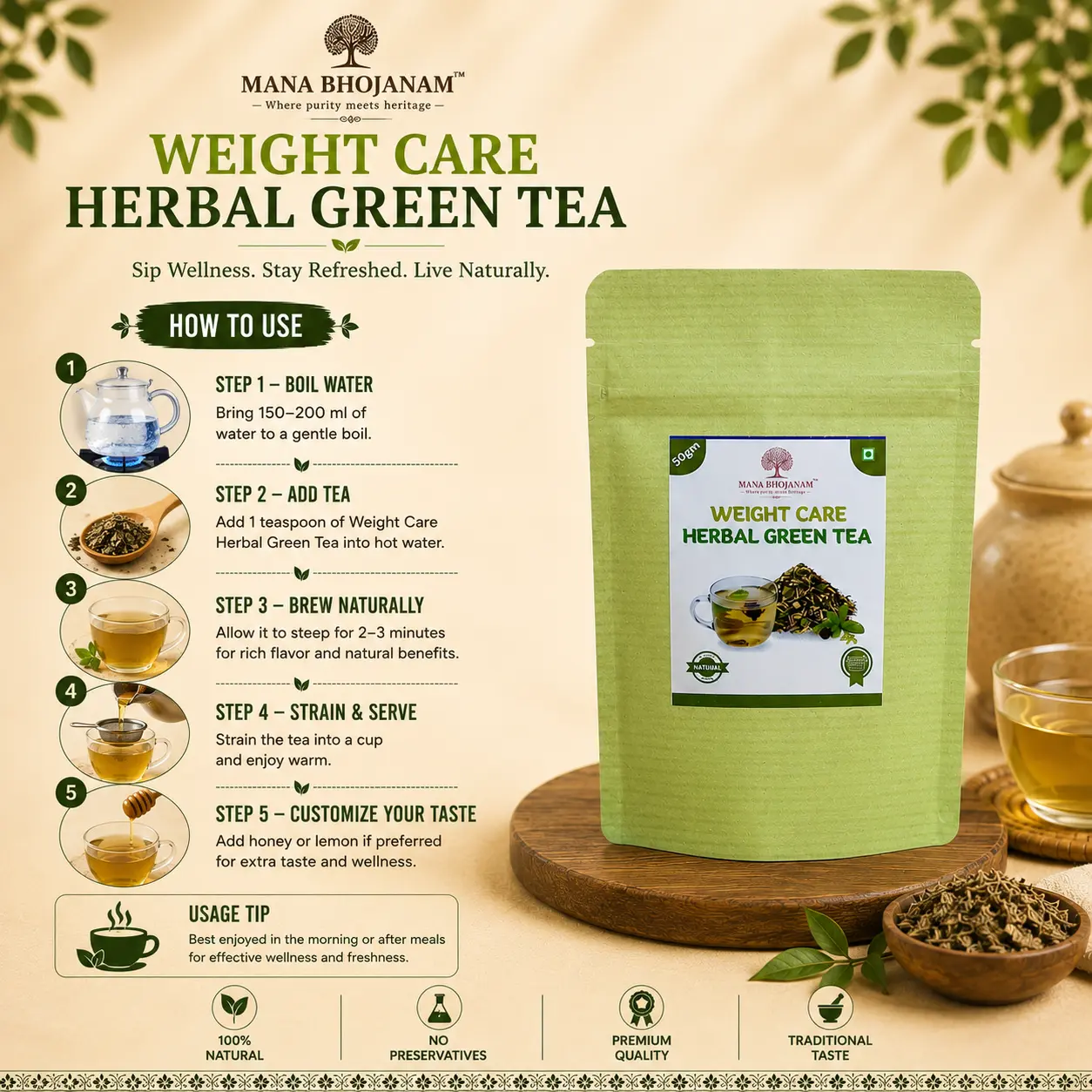GREEN TEA - WEIGHT CARE TEA 25 GMS - Image 3