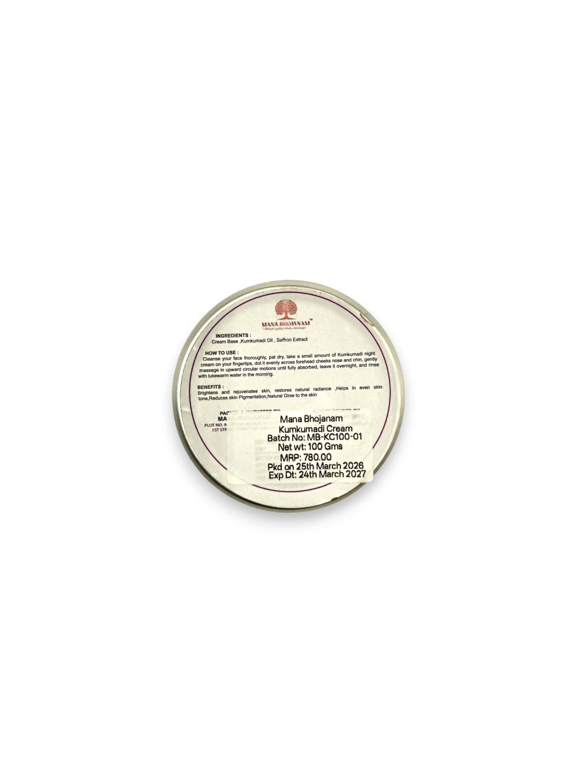 KUMKUMADI CREAM 100 GMS - Image 4