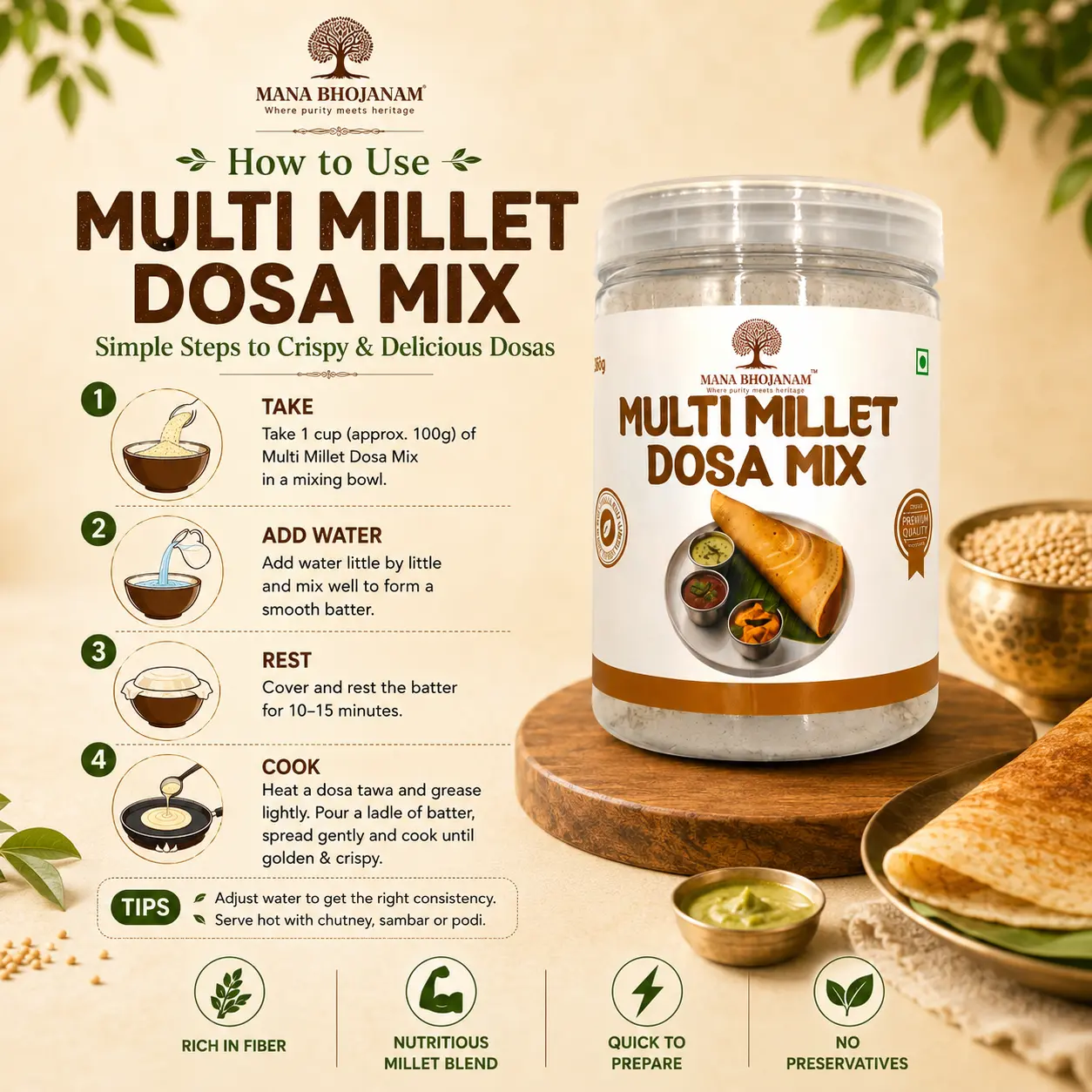 Multi Millet Dosa Mix 250 Gms - Image 3