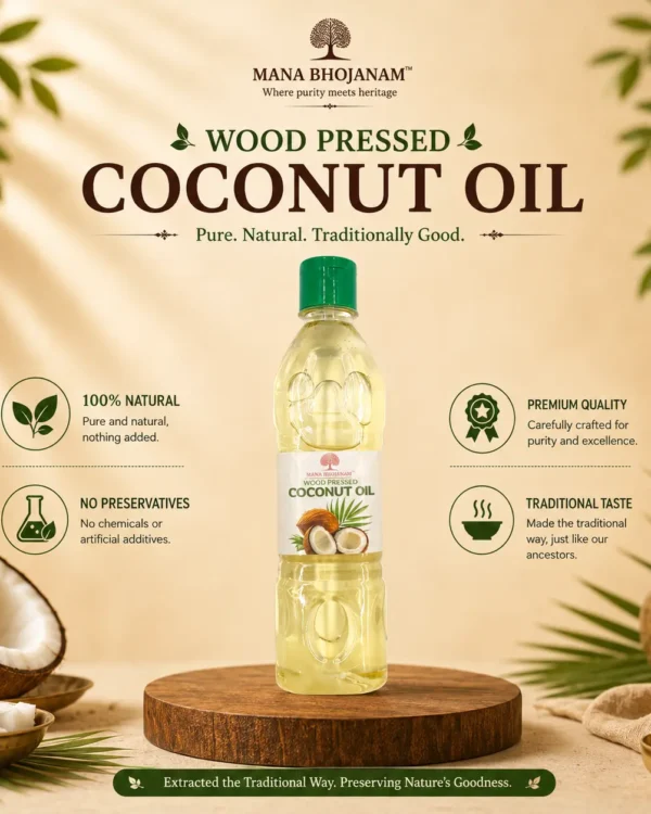 WOOD PRESSED COCONUT OIL  500 ML