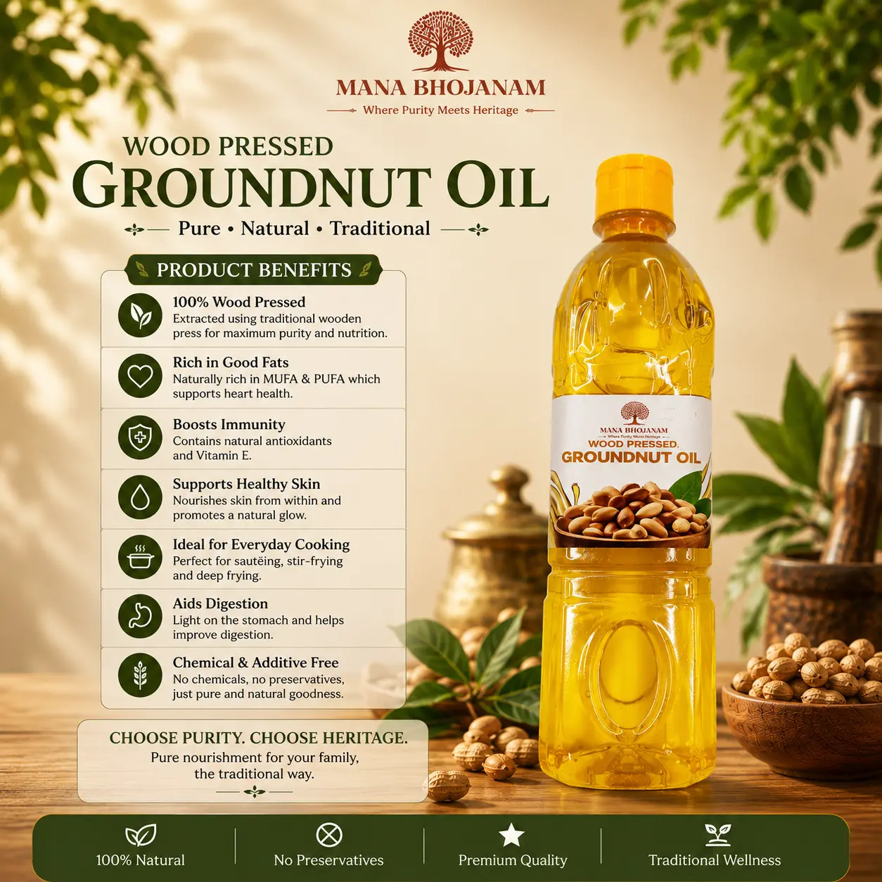 Wood Pressed Groundnut Oil 500 Ml - Image 2