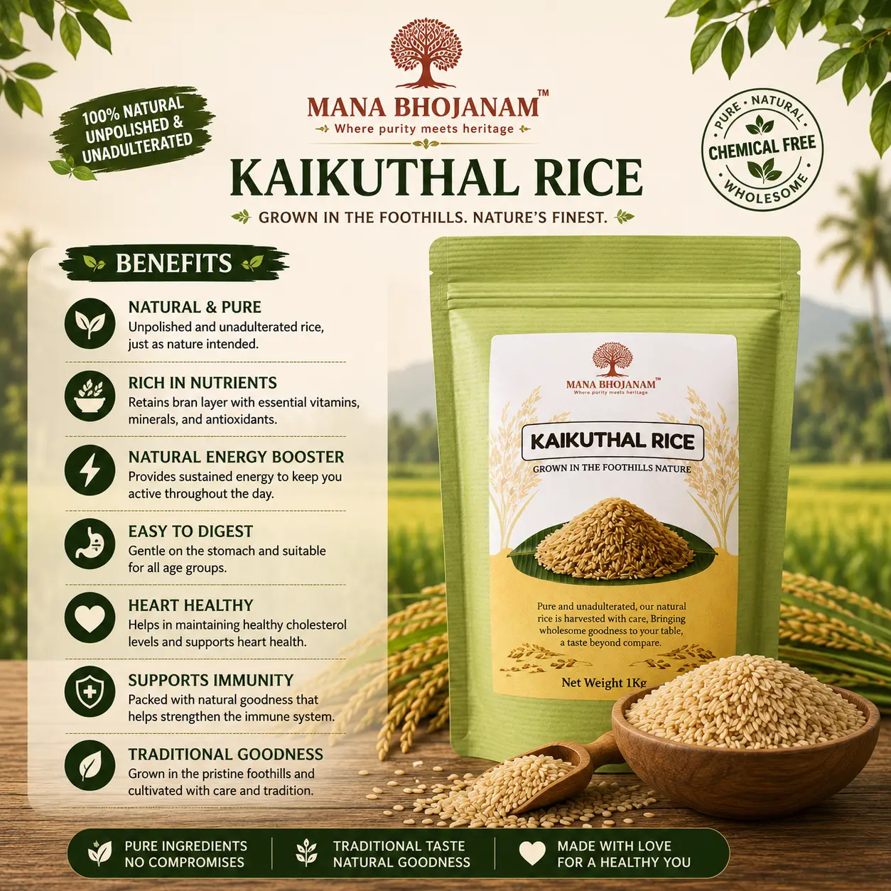 Kaikuthal Rice 1 Kg - Image 2