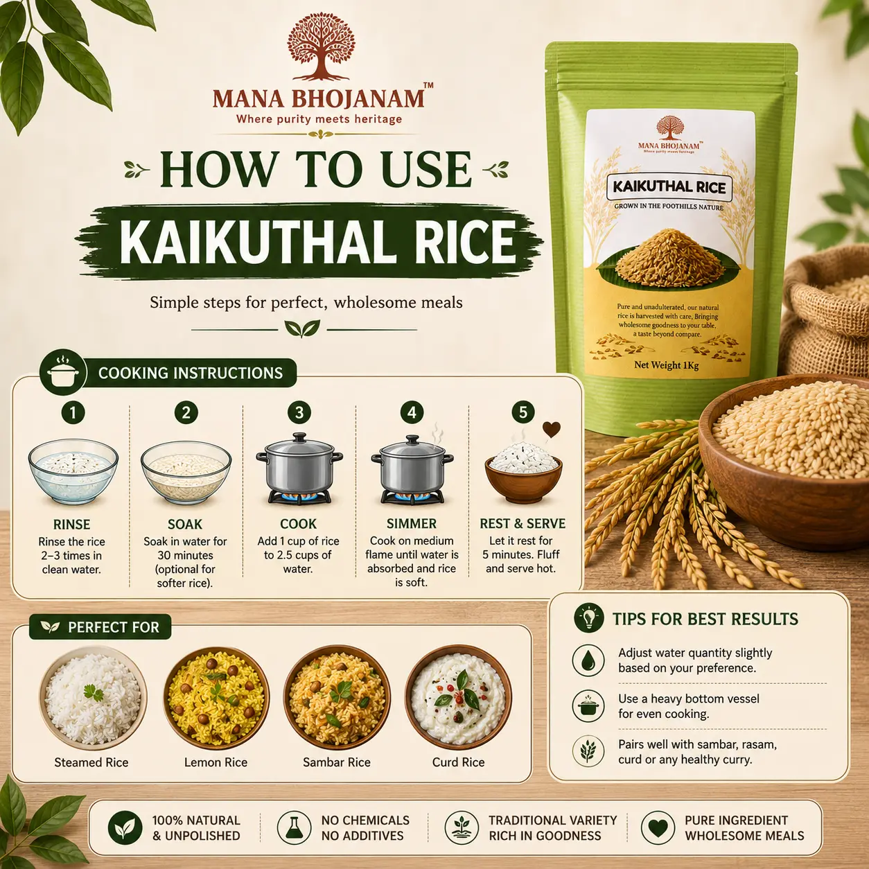 Kaikuthal Rice 1 Kg - Image 3